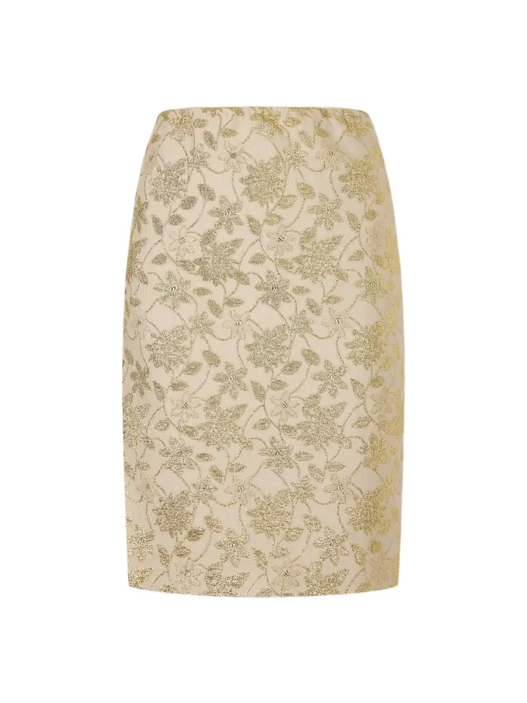 Saint Laurent Floral-brocade Midi Skirt