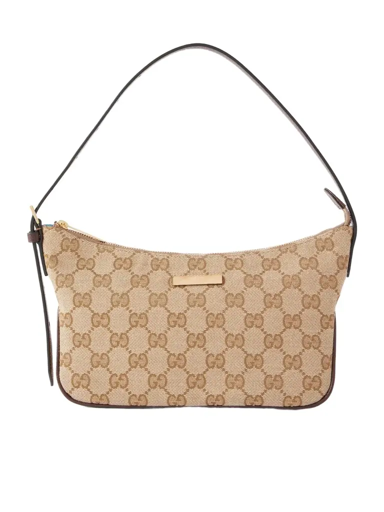 Gucci Gg Supreme-jacquard Leather-trimmed Canvas Shoulder Bag
