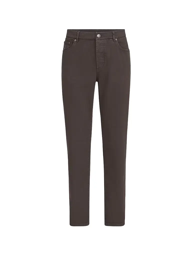 Brunello Cucinelli Men's Lightweight Denim Traditional Fit Five-Pocket Jeans - Brown