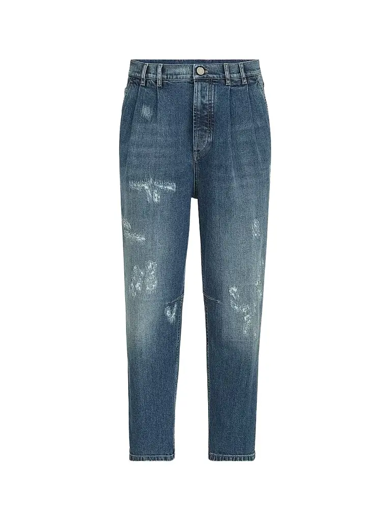 Brunello Cucinelli Men's Comfort Cotton Denim Iconic Fit Five-Pocket Jeans with Double Pleats - Medium Denim