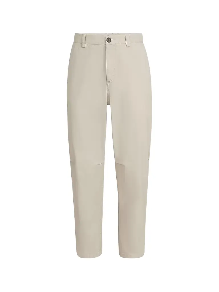Brunello Cucinelli Men's Garment-Dyed Trousers in Peached Cotton Gabardine - Beige