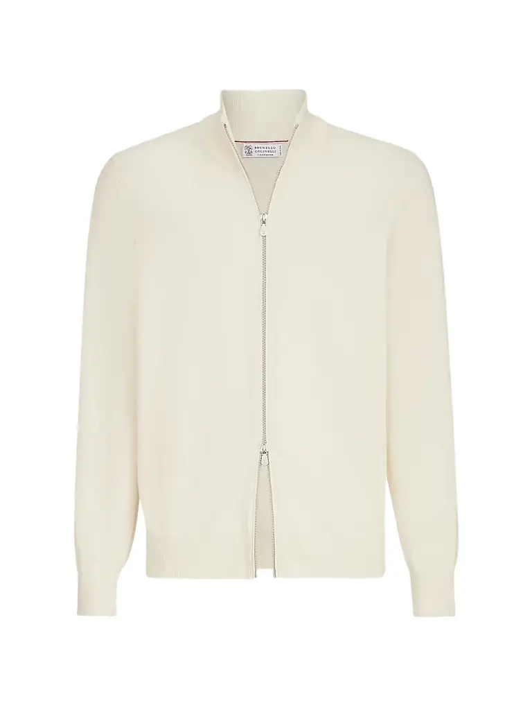 Brunello Cucinelli Men's Cashmere High-Neck Cardigan with Zipper - Panama