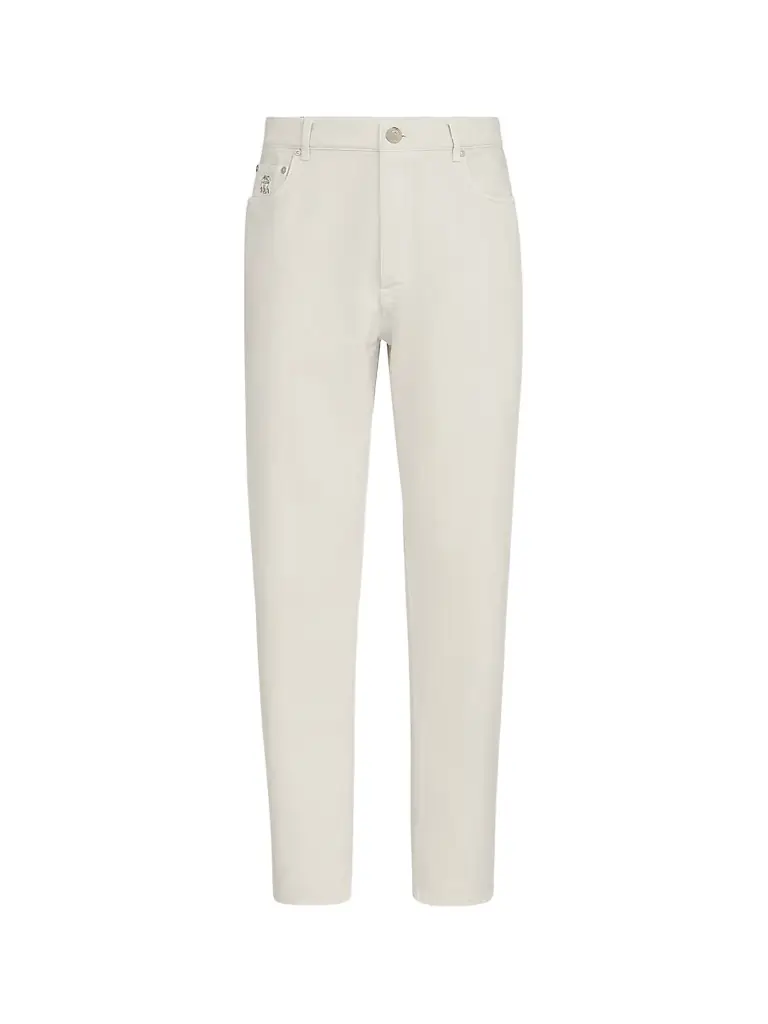 Brunello Cucinelli Men's Garment-Dyed Denim Iconic Fit Five-Pocket Jeans - White