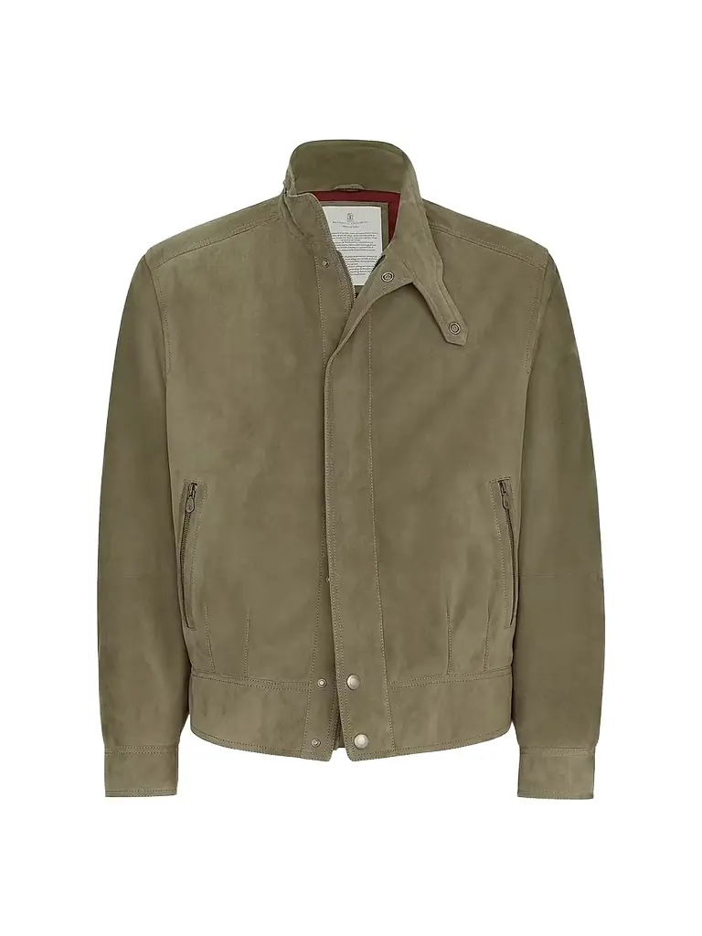 Brunello Cucinelli Men's Suede Outerwear Jacket - Military