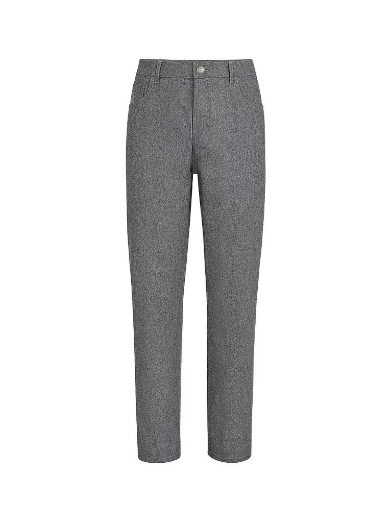 Brunello Cucinelli Men's Virgin Wool Flannel Five-Pocket Trousers - Dark Grey