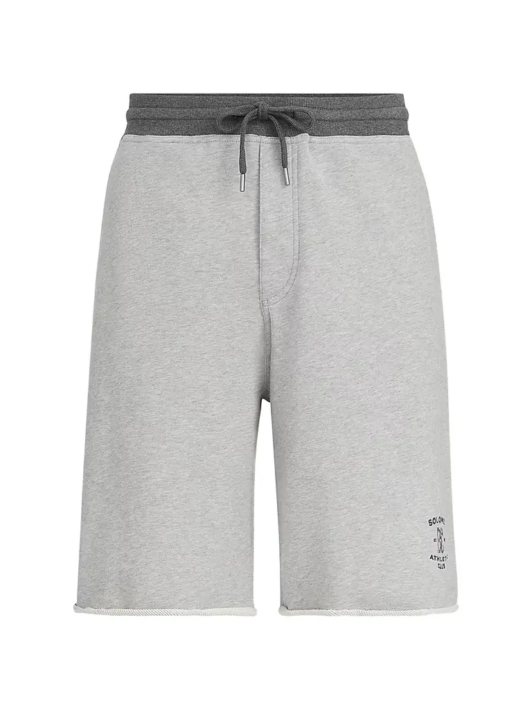 Brunello Cucinelli Men's Cotton French Terry Bermuda Shorts with Embroidery - Grey