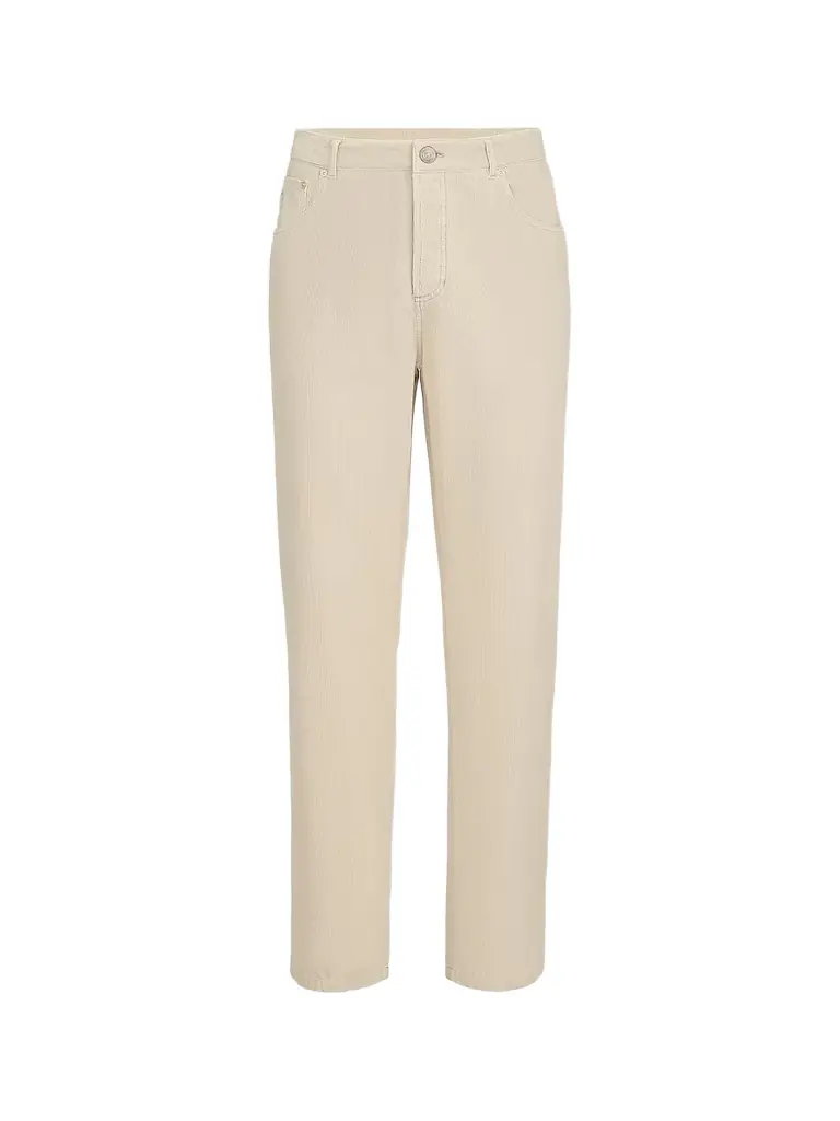 Brunello Cucinelli Men's Garment-Dyed Five-Pocket Trousers in Cotton Narrow Wale Corduroy - Sand
