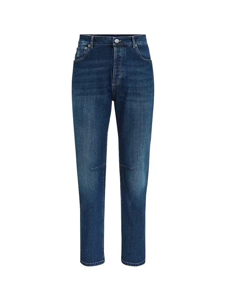 Brunello Cucinelli Men's Comfort Cotton Denim Leisure Fit Five-Pocket Jeans - Dark Denim