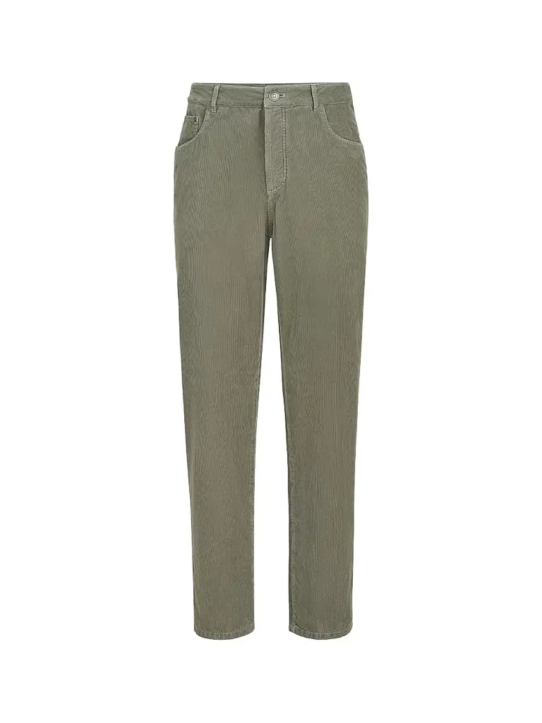 Brunello Cucinelli Men's Garment-Dyed Five-Pocket Trousers in Cotton Narrow Wale Corduroy - Military