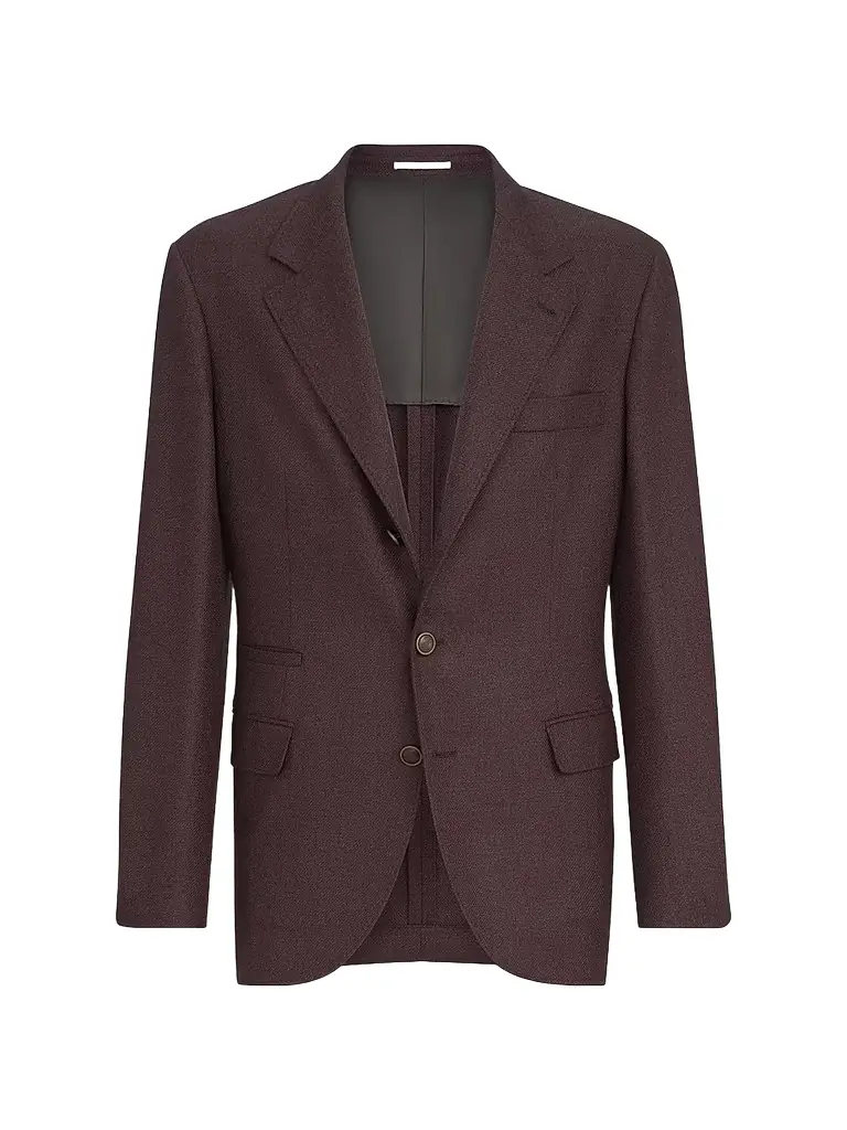 Brunello Cucinelli Men's Mouliné Virgin Wool Twill Deconstructed Blazer - Blueberry