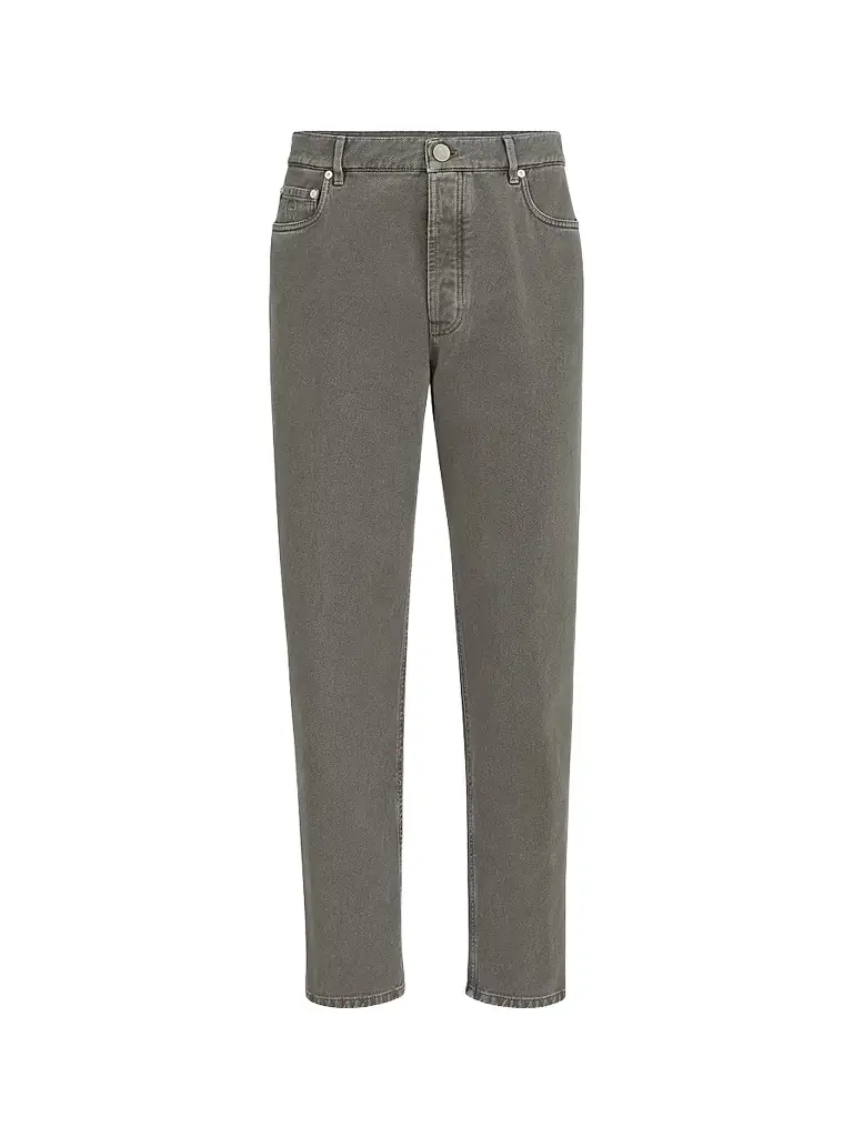 Brunello Cucinelli Men's Garment-Dyed Denim Iconic Fit Five-Pocket Jeans - Grey