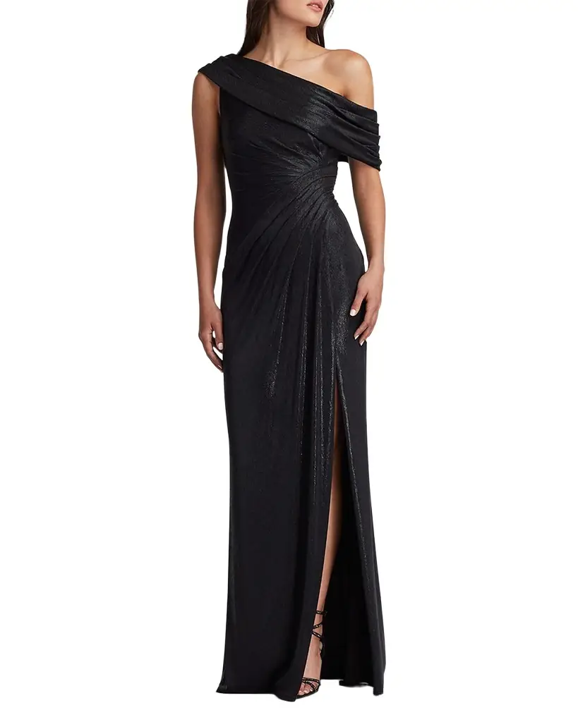 Tadashi Shoji Leary Draped One-Shoulder Gown