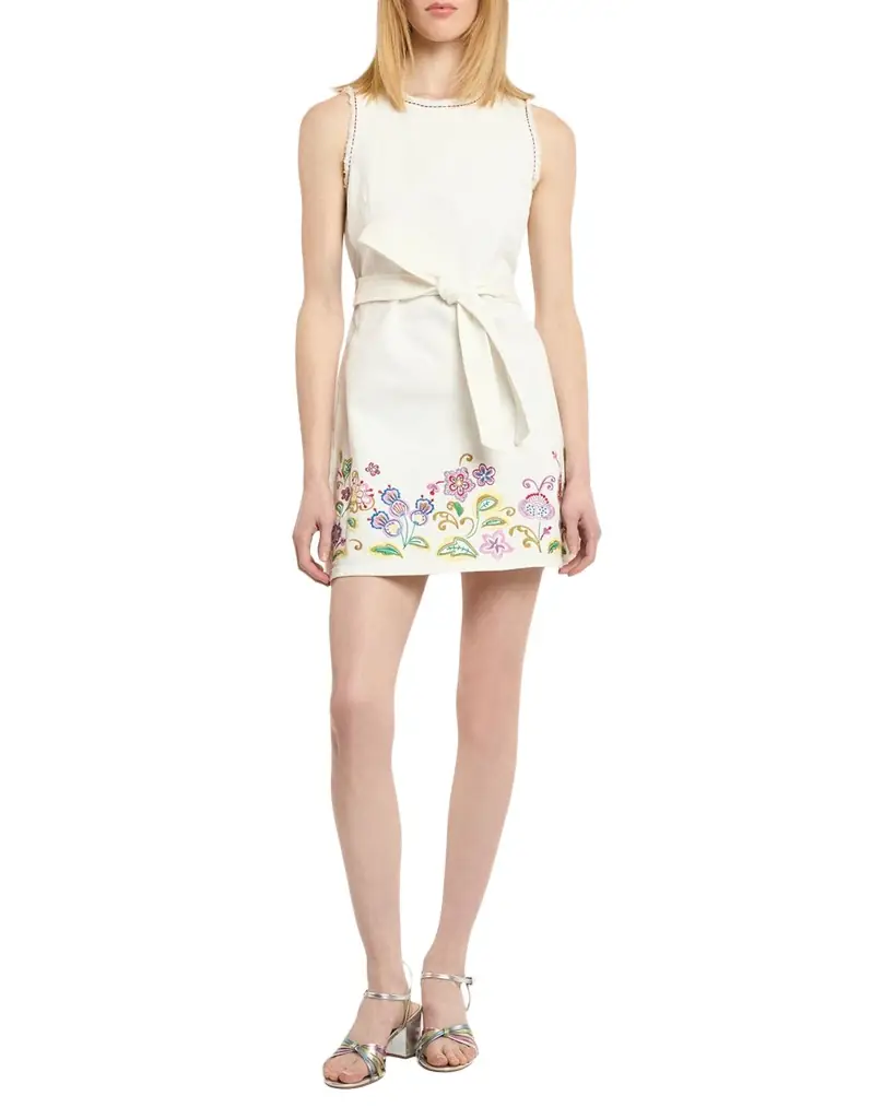 Cinq a Sept Embroidered Jardin Boheme Denim Mini Dress