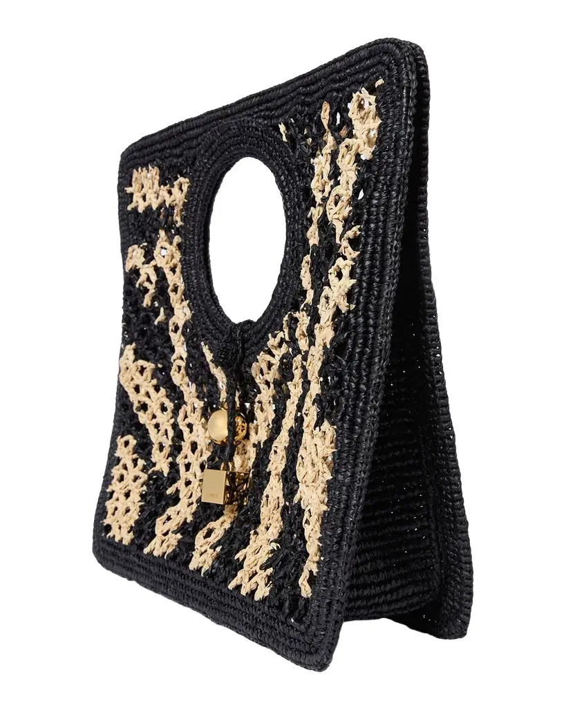 Jacquemus The Spiaggia Square Raffia Top-Handle Bag