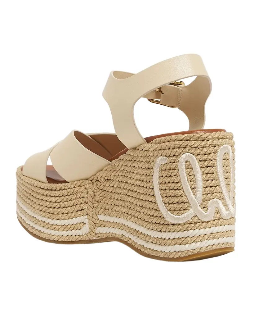 Chloe Isla Leather Espadrille Wedge Sandals