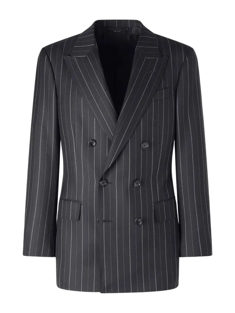 Tom Ford Atticus Slim-Fit Double-Breasted Striped Wool-Twill Suit Jacket - Men