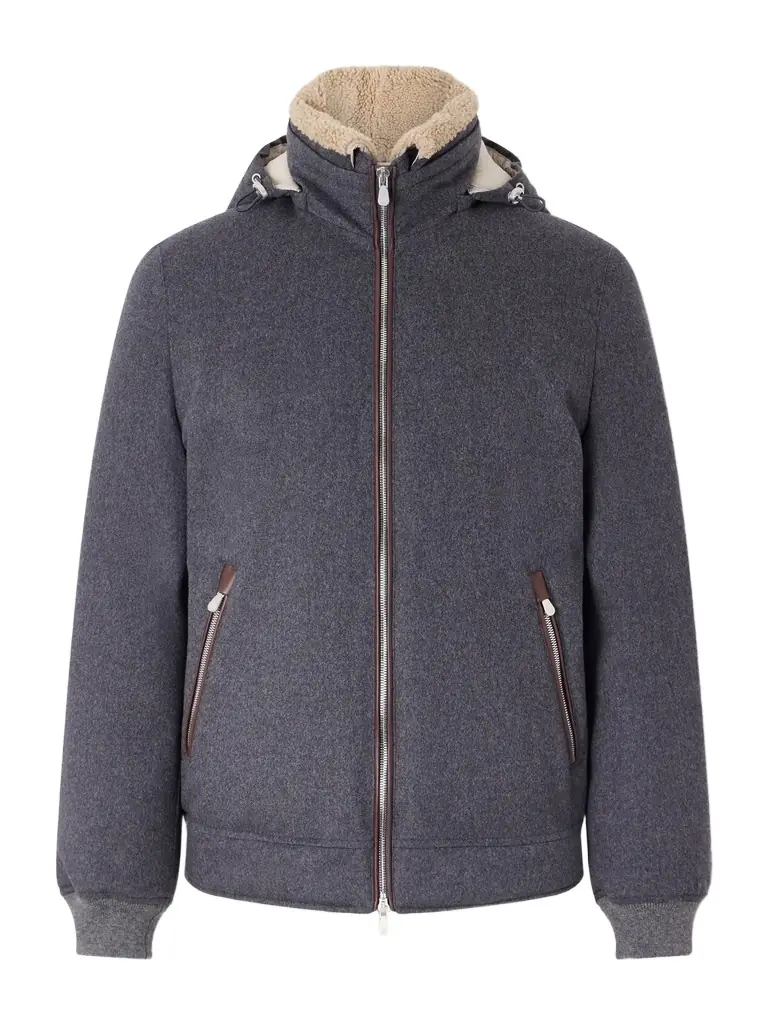 Brunello Cucinelli Shearling-Trimmed Wool Hooded Down Jacket - Men