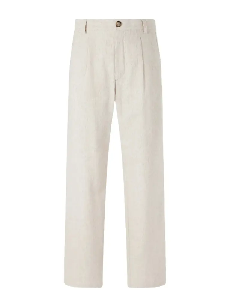 Oliver Spencer Morton Straight-Leg Pleated Cotton and Linen-Blend Trousers - Men