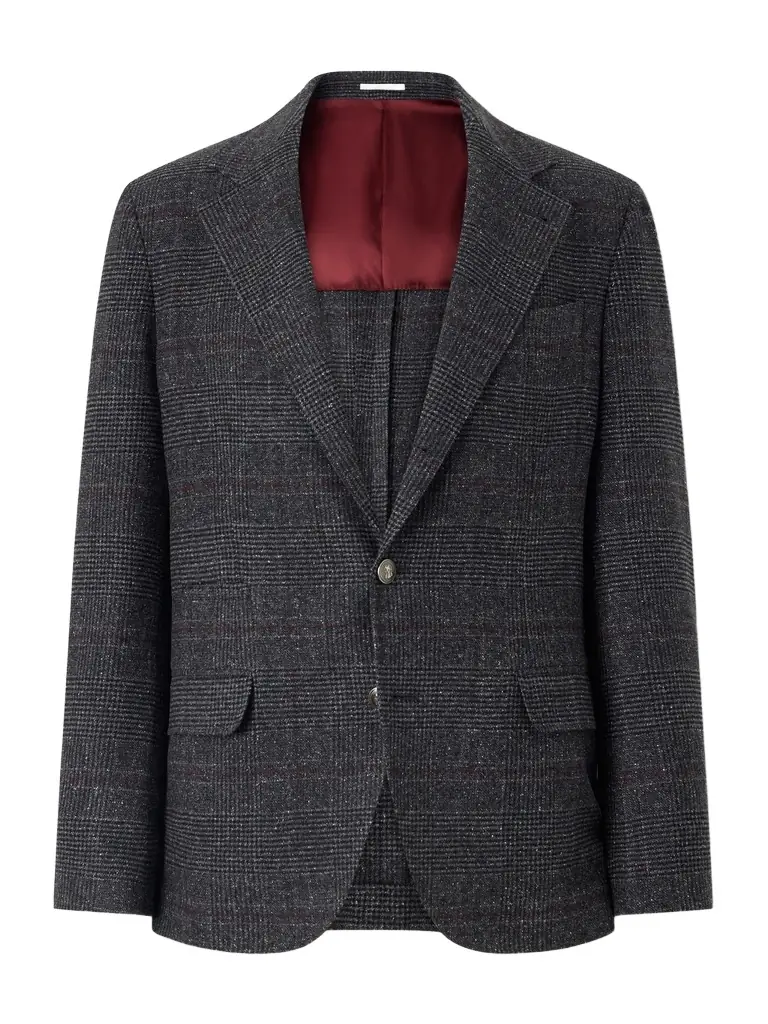 Brunello Cucinelli Checked Silk, Wool and Cashmere-Blend Suit Jacket - Men