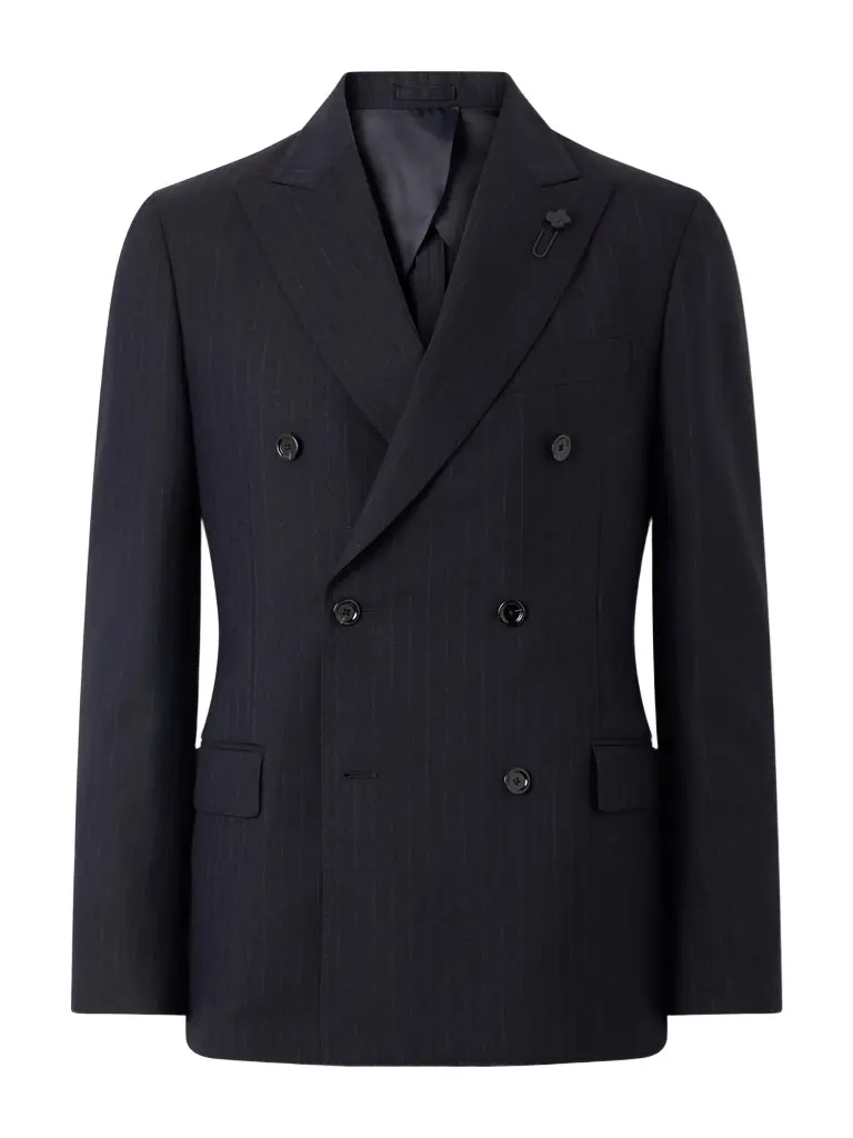 Lardini Double-Breasted Pintriped Wool Suit Jacket - Men