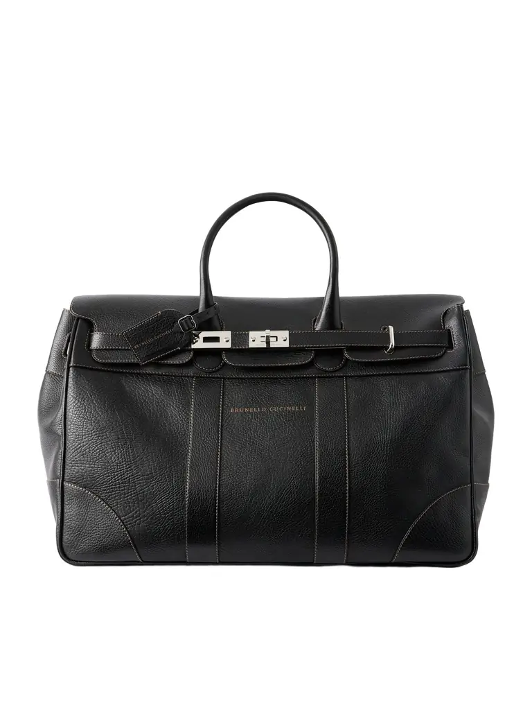 Brunello Cucinelli Panelled Full-Grain Leather Weekend Bag - Men
