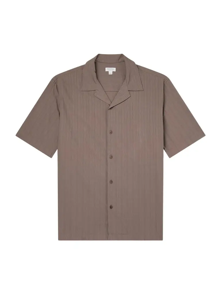 Camp-Collar Textured-Cotton Shirt - Men