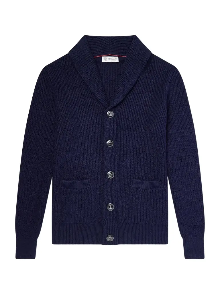 Brunello Cucinelli Shawl-Collar Ribbed Cotton Cardigan - Men