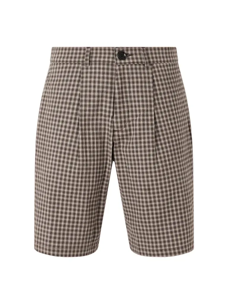 Oliver Spencer Leaman Straight-Leg Pleated Checked Cotton-Blend Shorts - Men