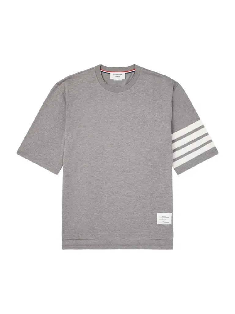 Thom Browne Logo-Appliquéd Striped Cotton-Jersey T-Shirt - Men