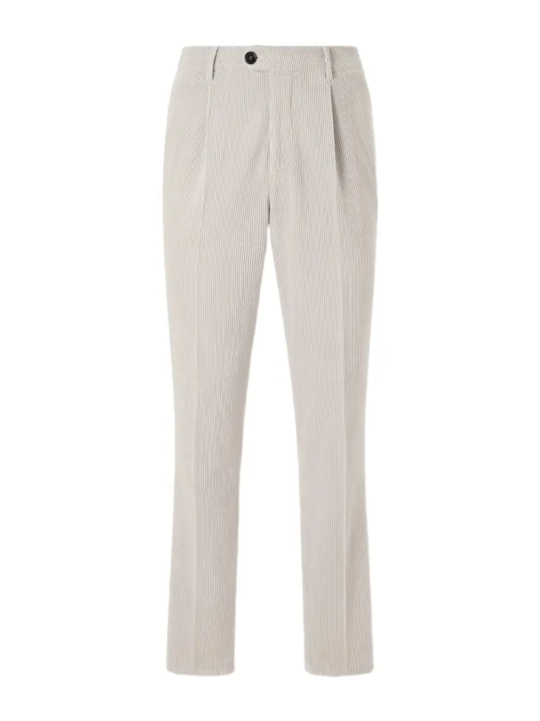 Brunello Cucinelli Tapered Pleated Cotton-Corduroy Trousers - Men