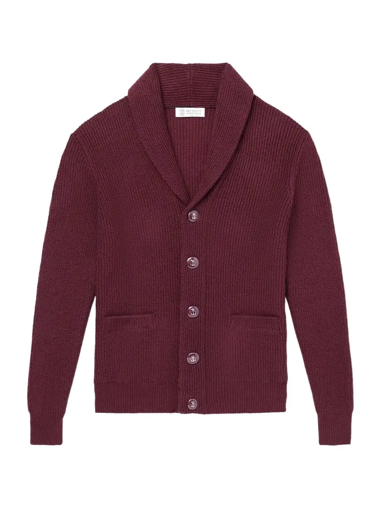 Brunello Cucinelli Shawl-Collar Ribbed Cotton Cardigan - Men