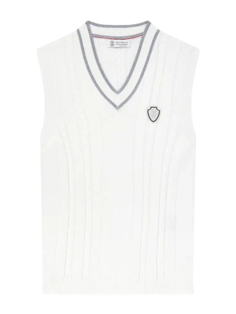 Brunello Cucinelli Logo-Appliquéd Cotton Sweater Vest - Men
