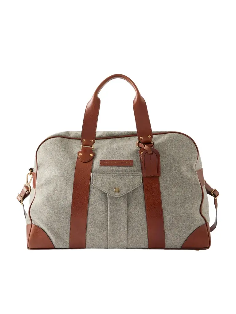 Brunello Cucinelli Leather-Trimmed Flannel Weekend Bag - Men