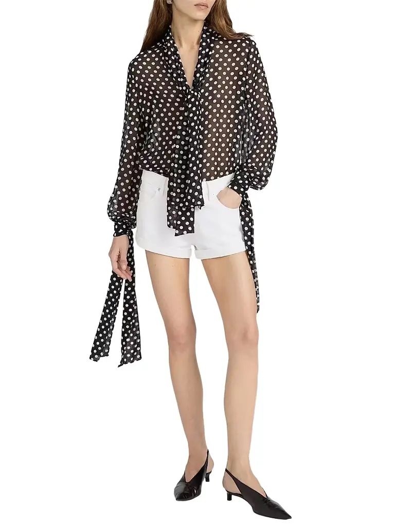 FRAME Women's The Nouvelle Polka Dot Silk Blouse - Black Multi