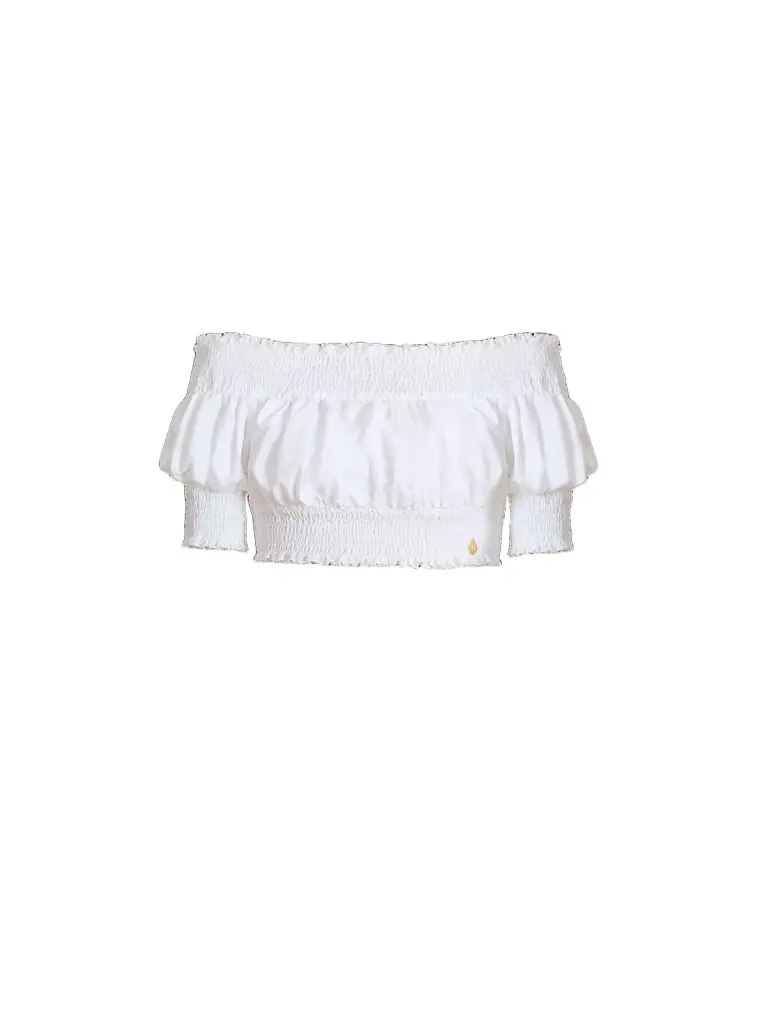 Balmain Poplin off-the-shoulder top
