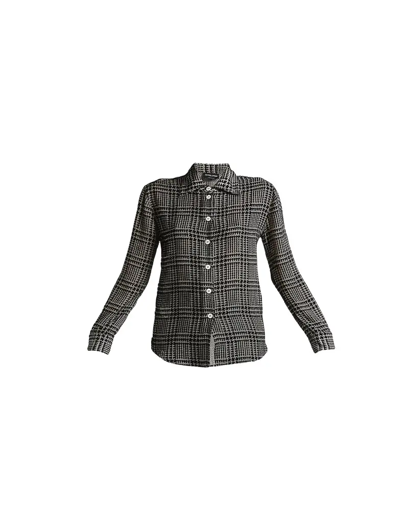Giorgio Armani Flocked Check Silk Blouse