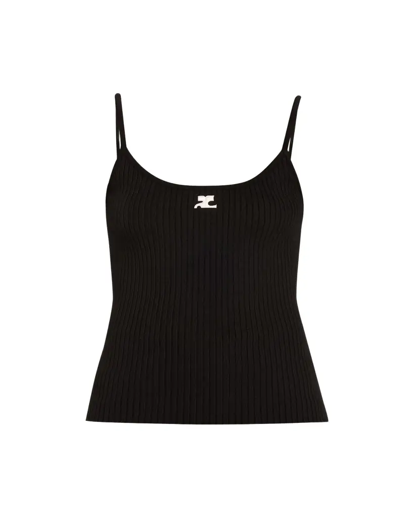 Courreges Logo Ribbed Knit Tank Top