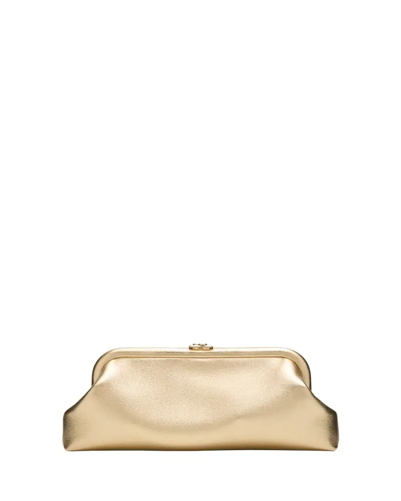 Jimmy Choo Skylar Frame Metallic Leather Clutch Bag