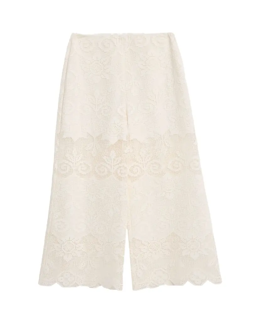 Kobi Halperin Gina Wide-Leg Geometric Floral Lace Pants