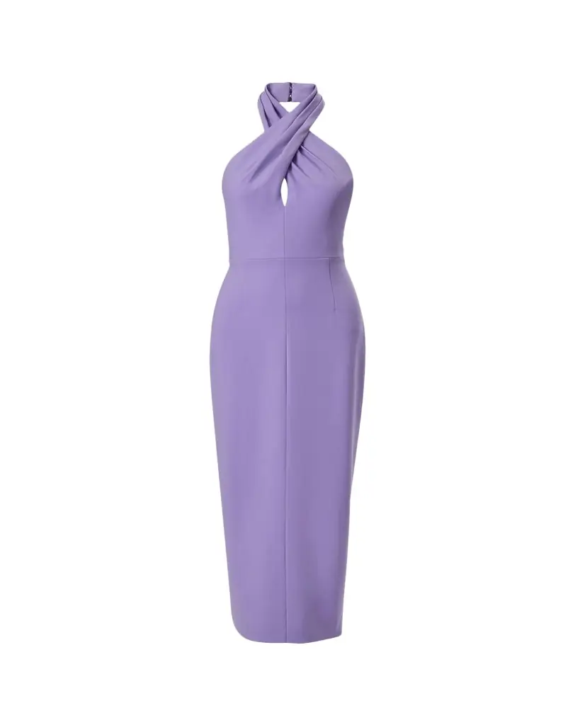 Carolina Herrera Crisscross Halter Midi Dress