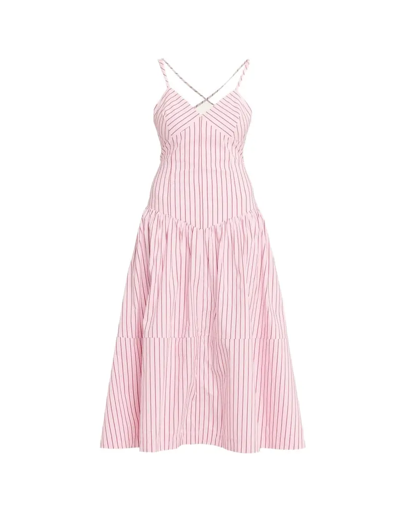 Cinq a Sept Rose Stripe Drop-Waist Midi Dress