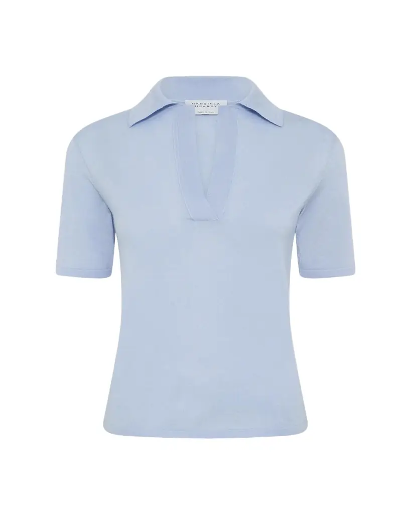 Gabriela Hearst Caius Short-Sleeve Wool-Silk Polo Sweater