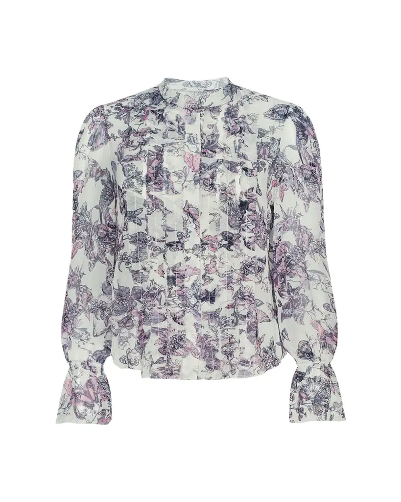 L'Agence Eunice Ruffle-Sleeve Blouse