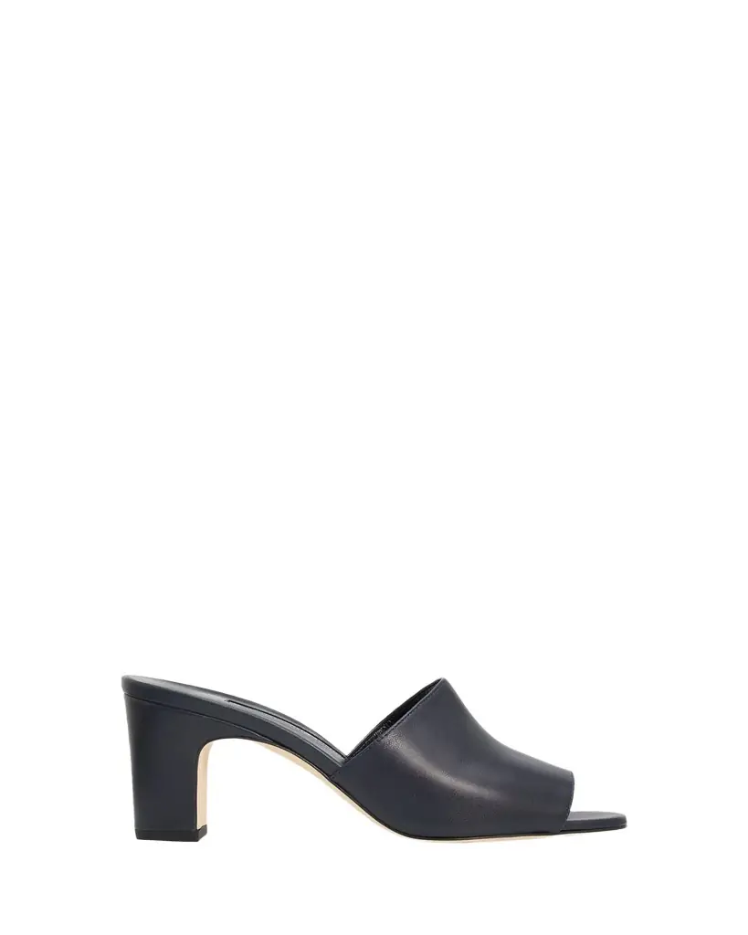 Manolo Blahnik 70mm Rapallabar Open-Toe Leather Mules