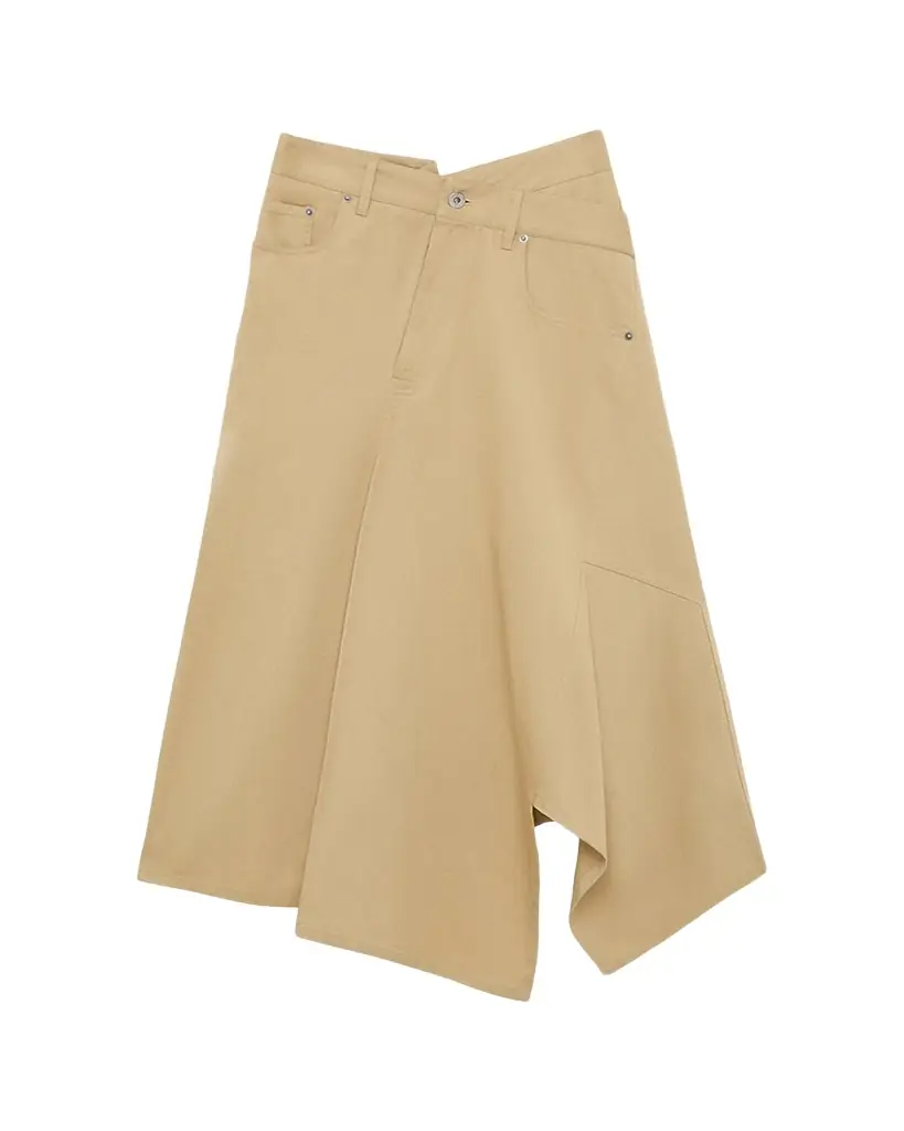 Asymmetric Cotton Midi Skirt