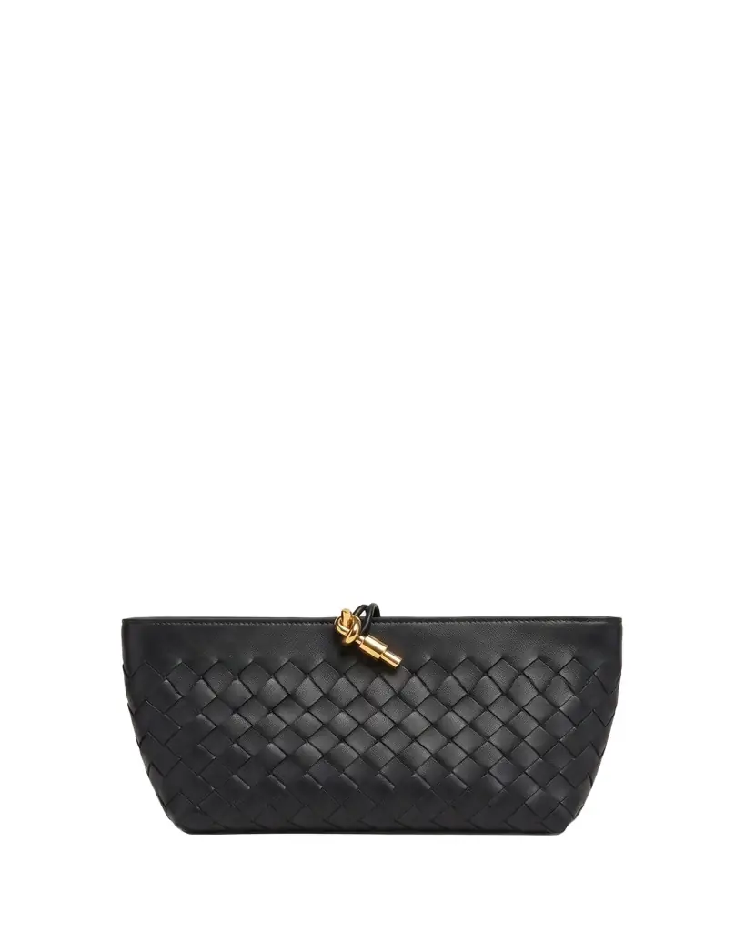 Bottega Veneta Andiamo Knot-Embellished Leather Clutch Bag