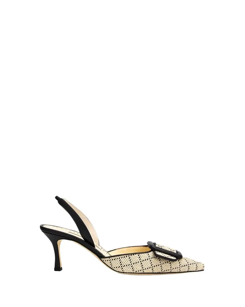 Manolo Blahnik 70mm Mayslibi Raffia Slingback Pumps
