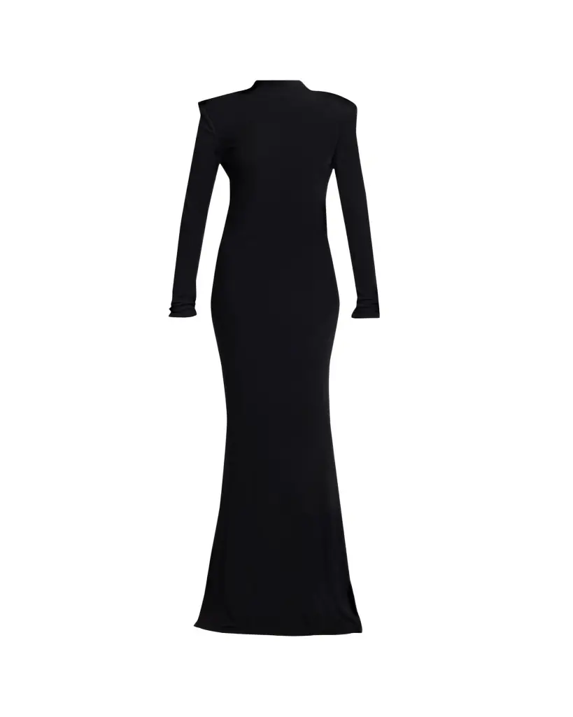 TOM FORD Mock-Neck Strong-Shoulder Cutout Gown
