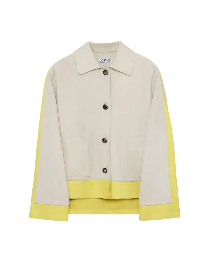 Loewe Turn Up Leather Colorblock Jacket