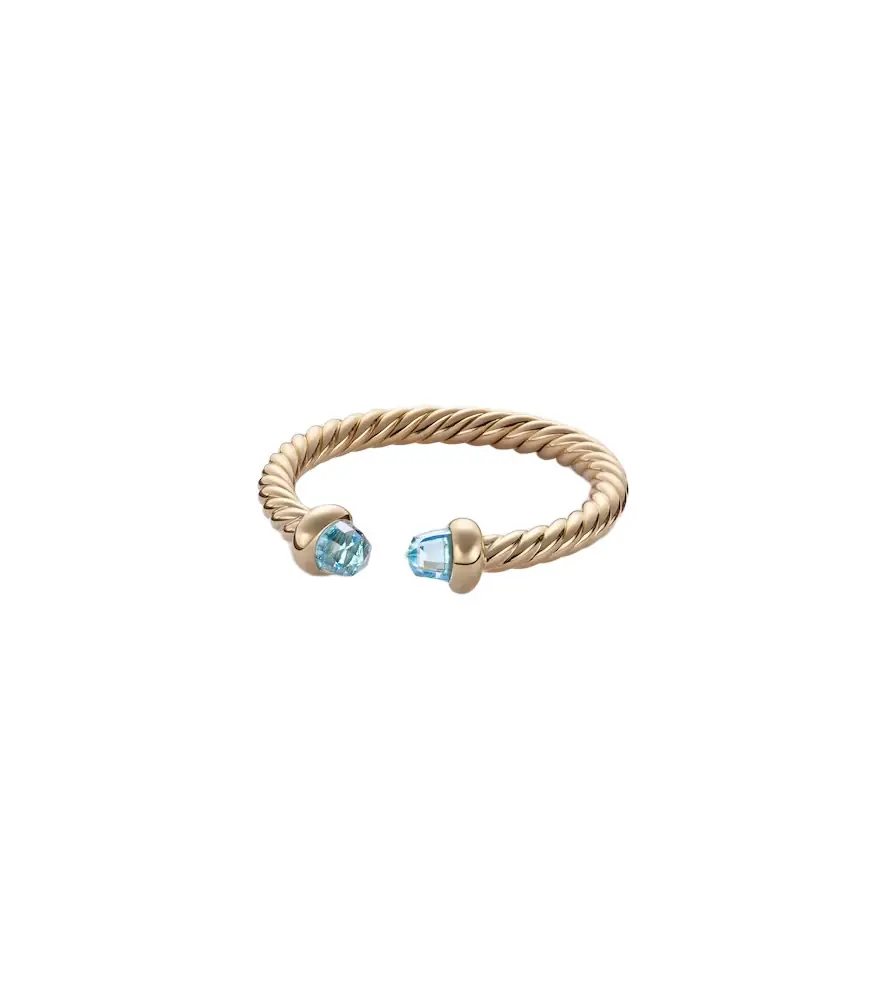 David Yurman Cablespira Micro 18kt gold ring with topaz